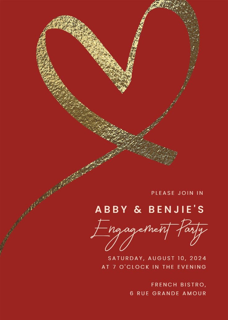 Shimmering heart - engagement party invitation